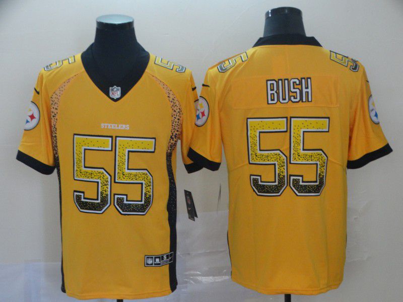 Men Pittsburgh Steelers #55 Bush Yellow Nike Drift Fashion Limited NFL Jersey